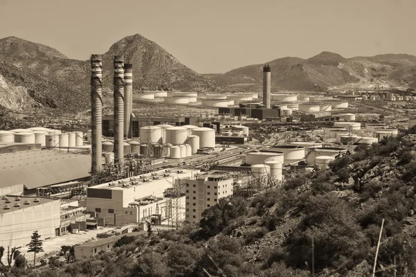 Industrial park with log refineries