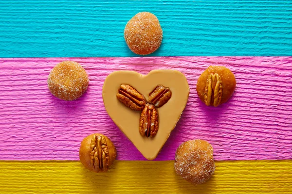 Mexican candy sweets cajeta heart with pecan