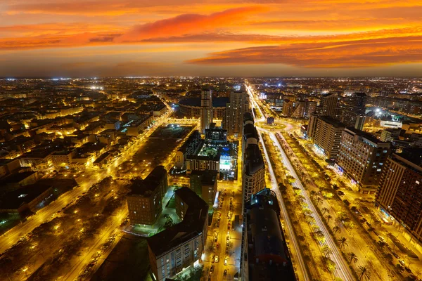 Valencia skyline at sunset aerial in Spain
