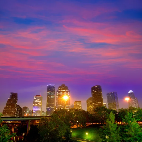 Houston skyline west view sunset Texas US