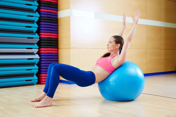 Pilates woman abdo fitball exercise gym workout