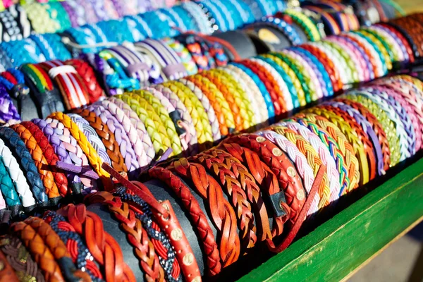 Bracelets of leather in colorful colors hand crafted