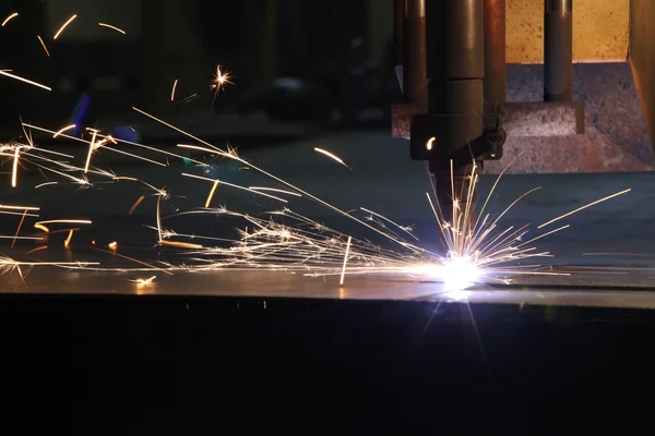 Sparks from the tool metalworking