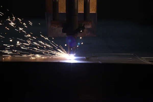 Sparks from the tool metalworking