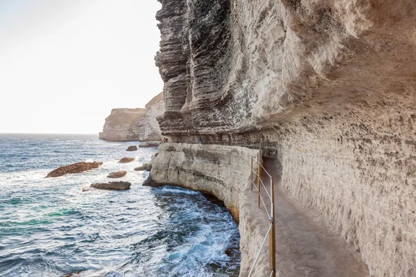 King Aragon stairs steps in  Bonifacio cliff coast rocks, Corsic