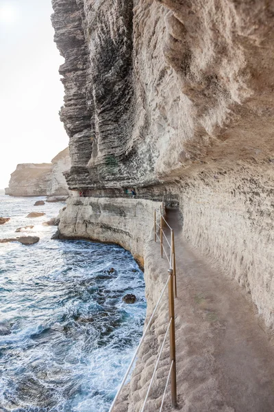 King Aragon stairs steps in  Bonifacio cliff coast rocks, Corsic