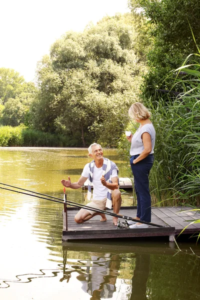 Funny senior people  fishing
