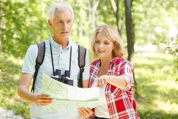 Hiking senior couple