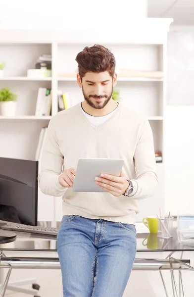 Sales man using digital tablet.