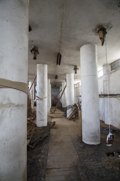 Interior pillars of an abandoned grain silo