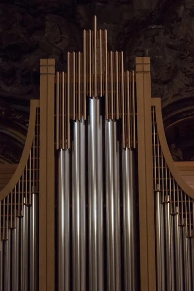 Old brass pipe organ in the Monastery of Jeronimos