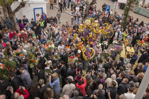 Traditional religious procession of the flower torches