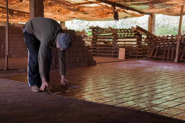 Traditional mud brick production factory