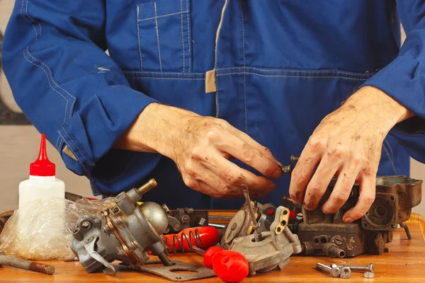Repair of details of automobile engine in workshop