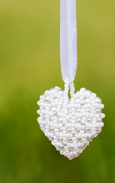 Handmade white heart from beads