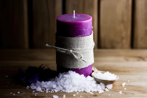 Handmade candle with sea salt