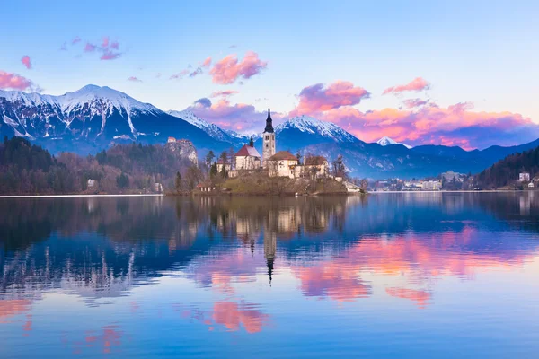 Bled in sunset, Slovenia, Europe.