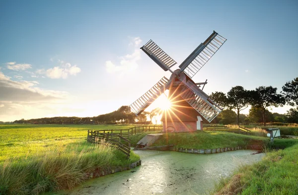 Sunshine behind Dutch windmill