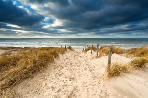 Way to stormy North sea beach