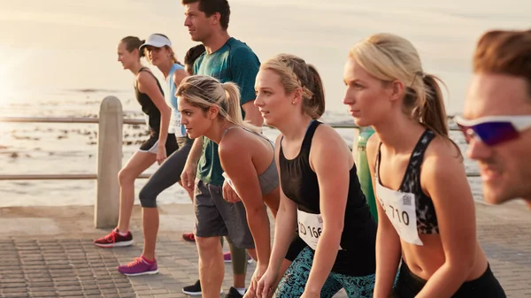 Marathon runners taking the position for the start of race