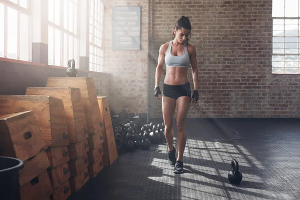Woman getting ready for intense crossfit workout