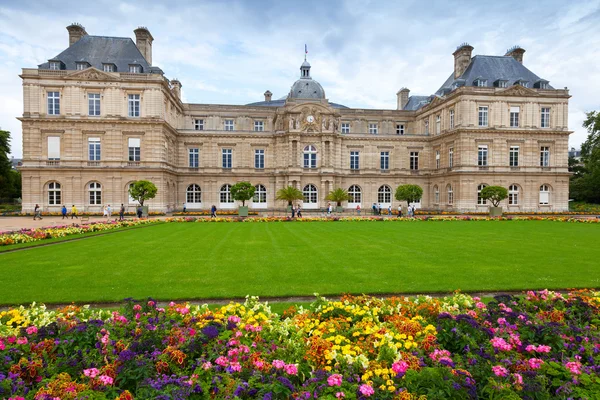 Palace and flowers of the Luxembourg Garden in Paris
