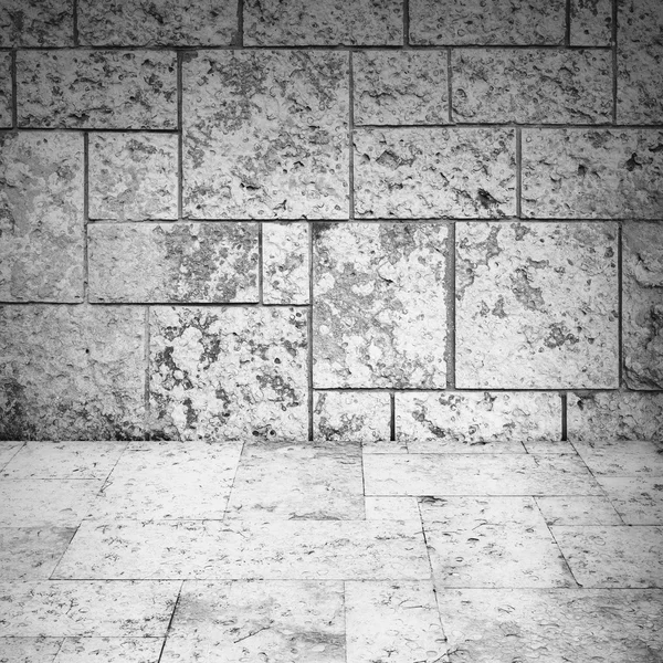 Abstract empty white room interior with stone tiling