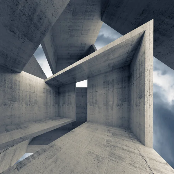 Abstract architecture, empty concrete interior 3d