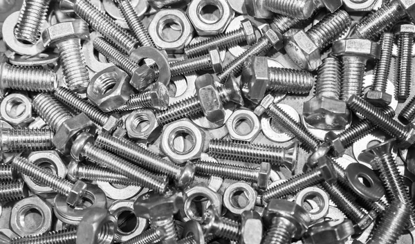 Shining bolts and nuts, photo background