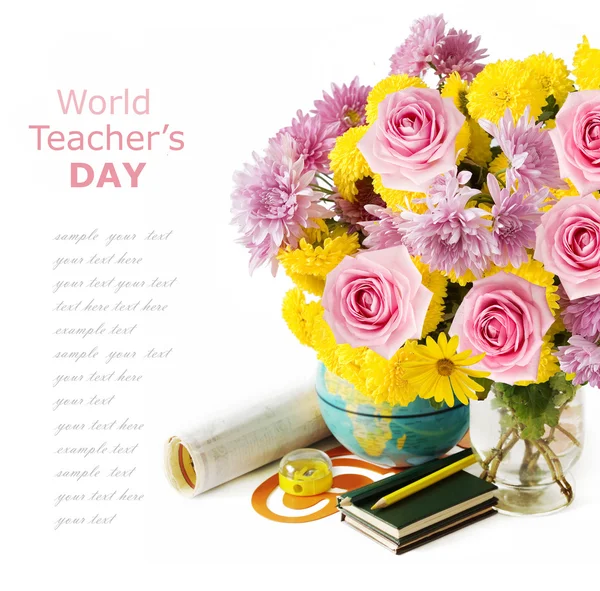 Teacher Day card with flowers