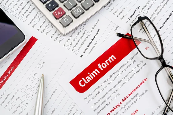 Claim form, paperwork and legal document