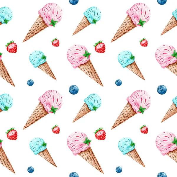 Hand painted ice-cream and berries pattern
