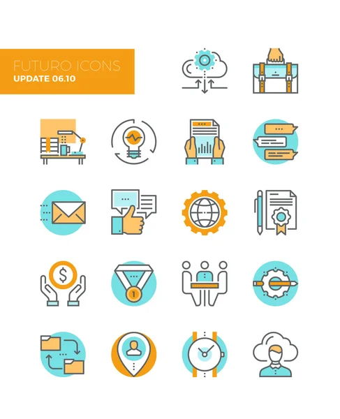 Business work flow line icons