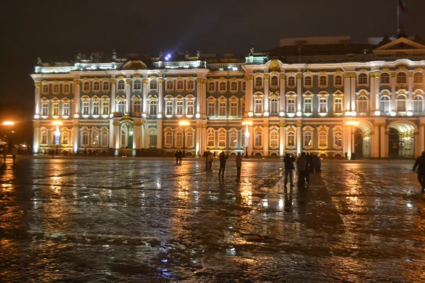 The State Hermitage Museum at night.