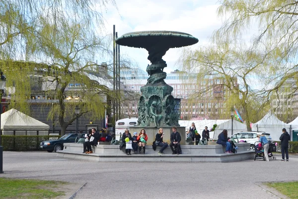 Fountain in Kungstradgarden park.