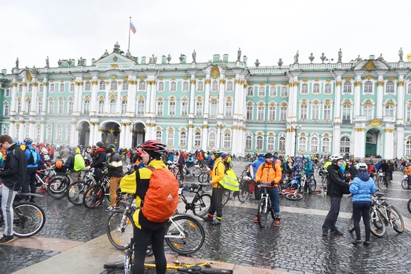 Finish cycling on Palace Square of St.Petersburg.