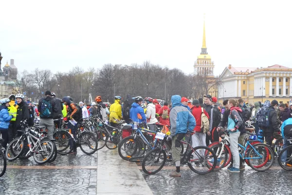 Finish cycling on Palace Square of St.Petersburg.