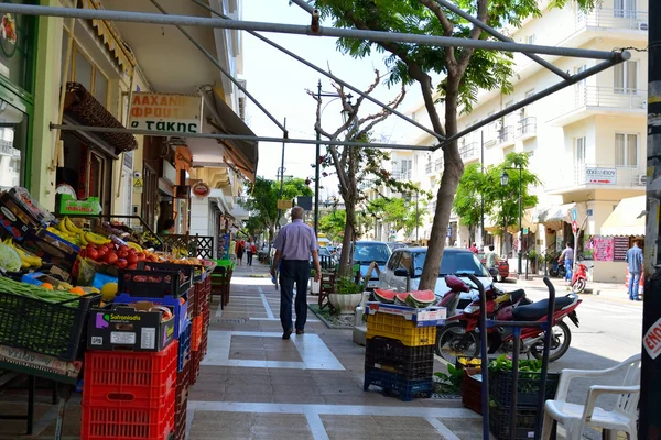 Food shop on the street of the city of Loutraki.