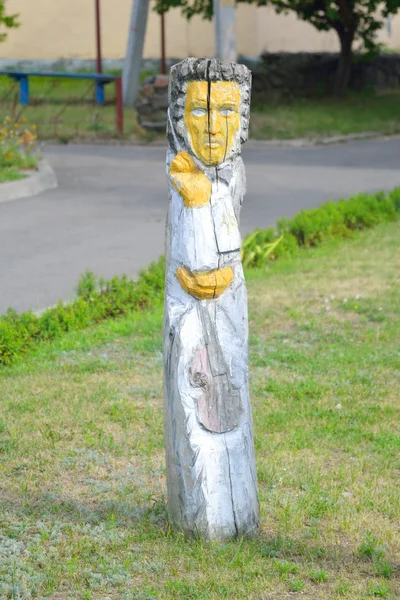 Wood sculpture on street of Stolin town.