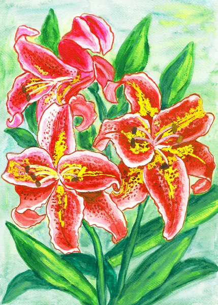 Red lilies, painting