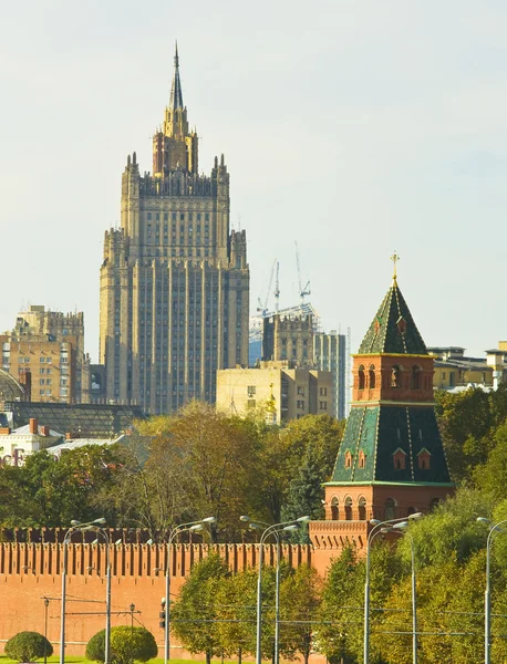 Moscow, Kremlin tower and skyscraper