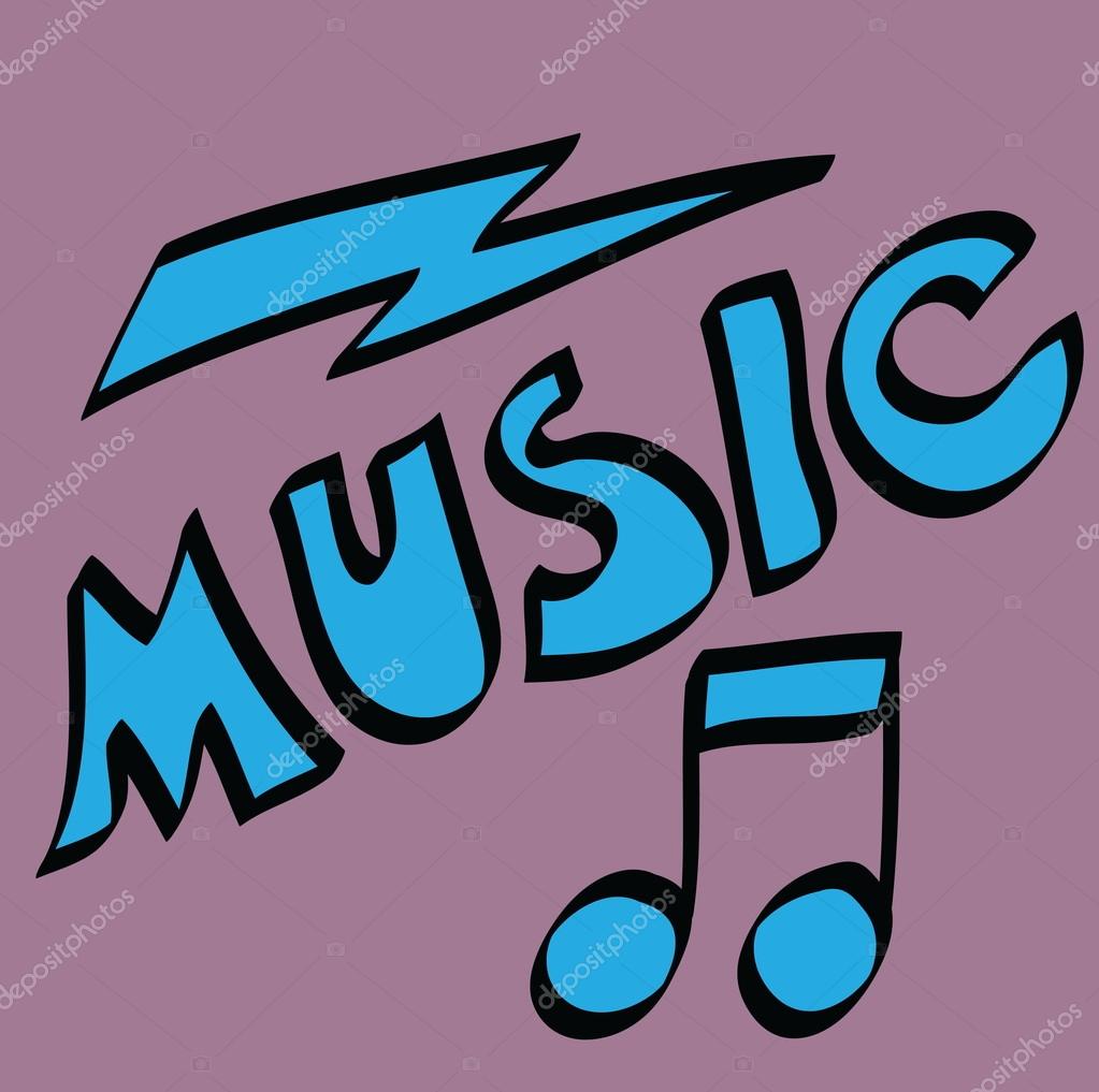 Cartoon music word and musical notes — Stock Photo © dusan964 #69318971