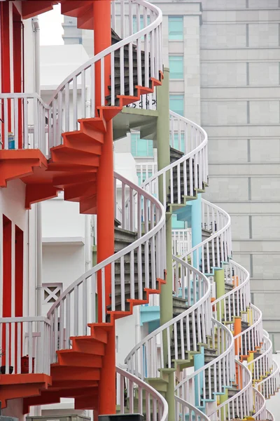 Colorful emergency stairs fire escape