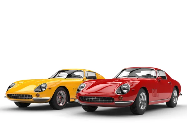 Yellow and red classic vintage sports cars