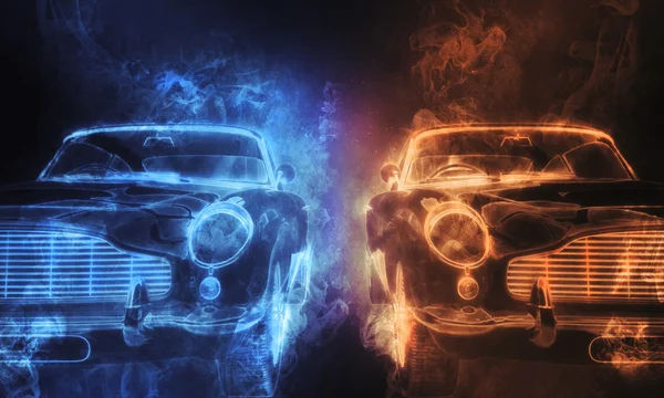 Vintage cars - Smoke 3D Illustration