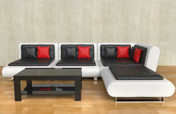 Modern Living Room - Red Pillows