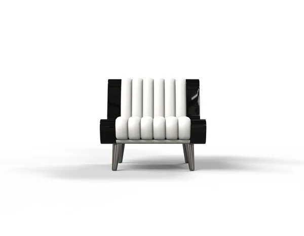 White and black stylish armchair on white background front view.