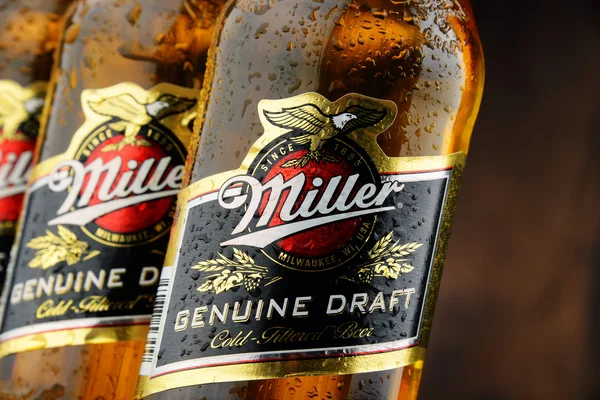 Bottles of Miller Genuine Draft beer
