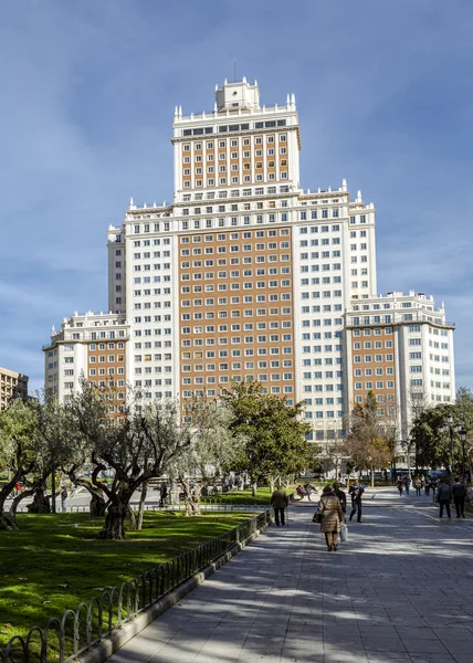 Gran Via avenue and Spain building Madrid