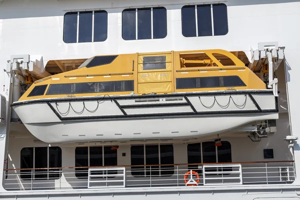 Safety lifeboat on deck of a cruise ship